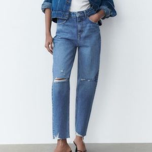 ZARA ripped high rise Z1975 mom jeans